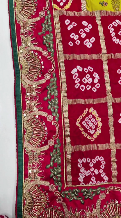 Latest New Pure Gaji Silk Hand Gotapatti Work Dupatta Sari