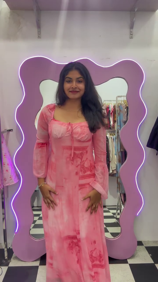 Women’s Pink Tie-Dye Long Maxi Dress