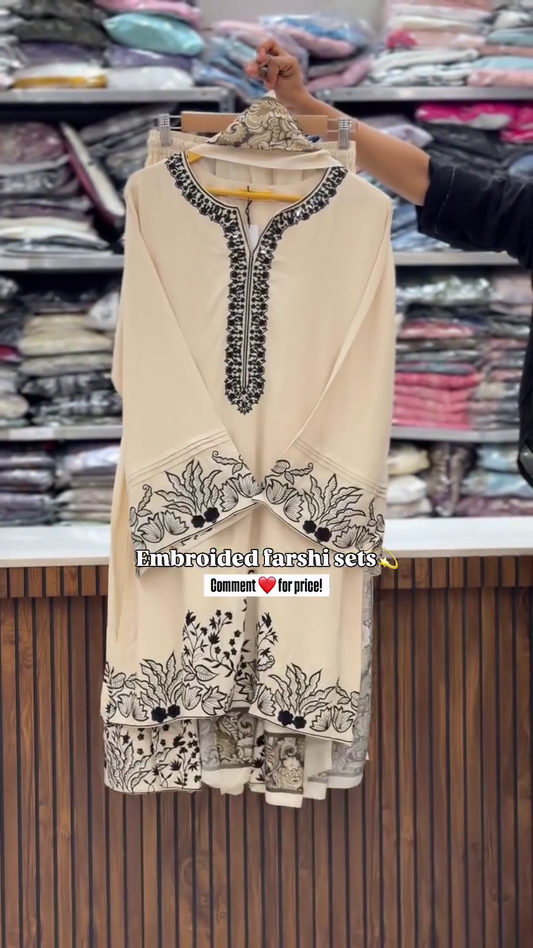 Elegant Embroidered Farshi Kurta Set