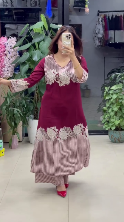 Floral Printed A-Line Kurti Palazzo Set