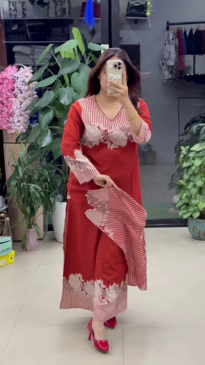 Floral Printed A-Line Kurti Palazzo Set