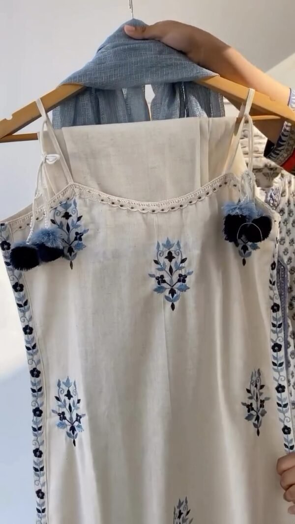 Elegant Pure Khadi Cotton Suit Set | Summer-Perfect Thread Work Style